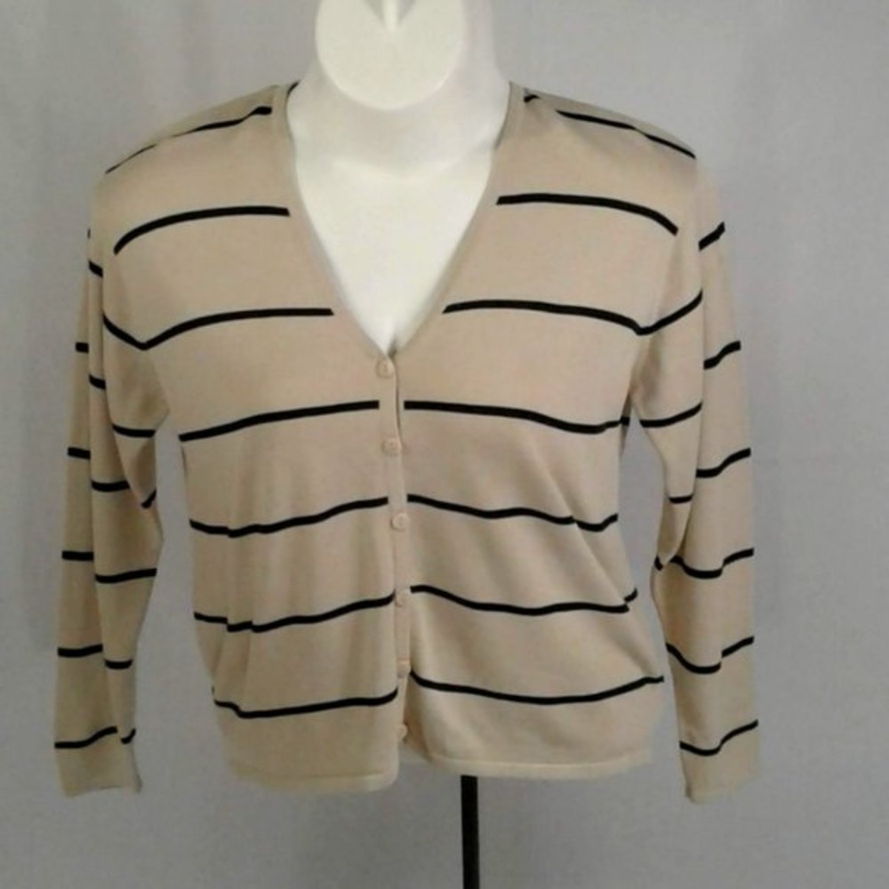 Striped cardigan Tan & Black Horizontal Striped